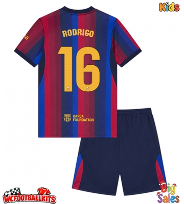 Barcelona Rodri Hernandez #16 Replica Home Stadium Kit for Kids 2026-27 Short Sleeve (+ pants)